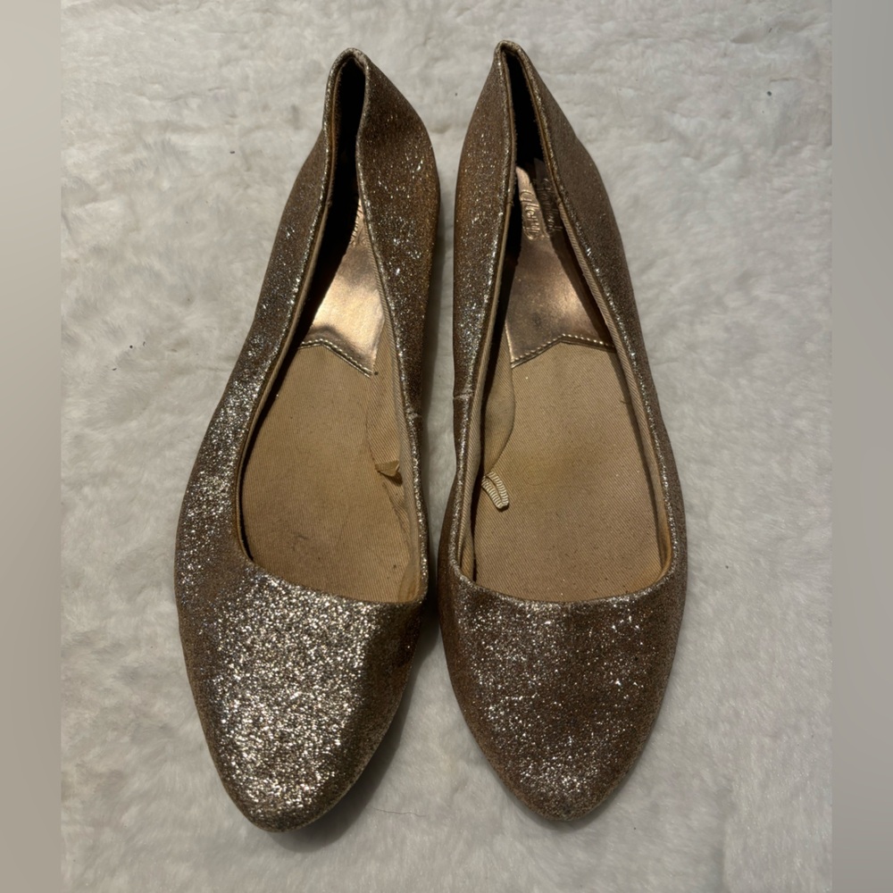 Faded Glory Gold Glitter Ballet Flats